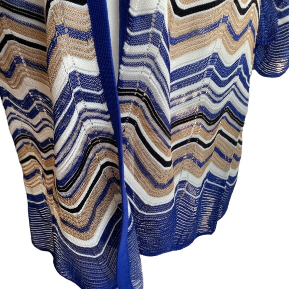 CHICO'S Travelers Zig Zag Stitch Cardigan Sweater Jacket Seafaring Blue Small - Picture 6 of 10